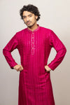 Pink Thread Work Kurta Set