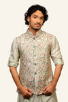 Pista Green Kashmiri Embroidary Cawole Kurta Jacket Set