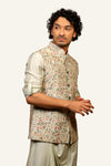 Pista Green Kashmiri Embroidary Cawole Kurta Jacket Set