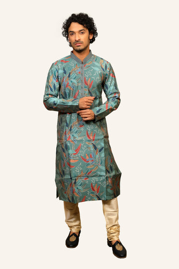 Light Green Modern Print Kurta Set