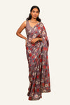 Purple Georgette Saree With Swarovski Work Ready Blouse