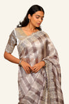 Tissue With Hand Work Border Saree With Ready Blouse