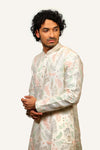 White Patiyala Kurta Set with Multicolor Resham Thread Work