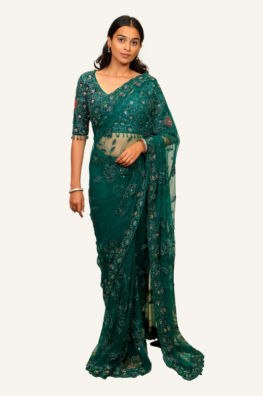 Imported net Handwork Saree with Stretch  Blouse