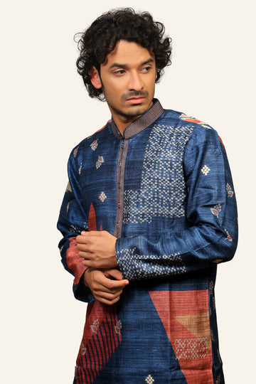 Blue Modern Print Kurta Set