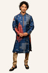 Blue Modern Print Kurta Set