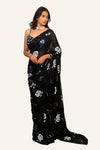 Chiffon Black Sequence Saree with Fully Handwork Ready Stitch Blouse