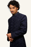 Dark Blue Hand Work Nawabi Style Indowestern
