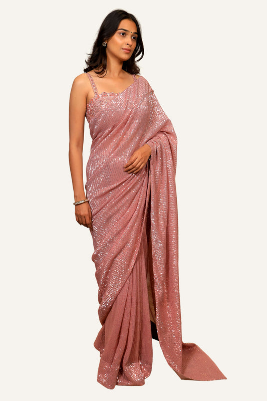 Sequence Saree with Handwork Ready Blouse
