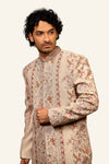 Silk Indowestern With Thread & Hand Work Cream Color