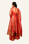 Pink Gold Shimmer Tissue Plazo, Pant & Banarasi Dupatta With Hand Work