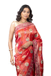 Banarasi Dolla Silk Saree with Bandhej Print  Handwork Border and Butta
