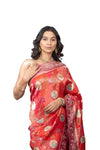 Banarasi Dolla Silk Saree with Bandhej Print  Handwork Border and Butta