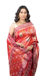 Banarasi Dolla Silk Saree with Bandhej Print  Handwork Border and Butta
