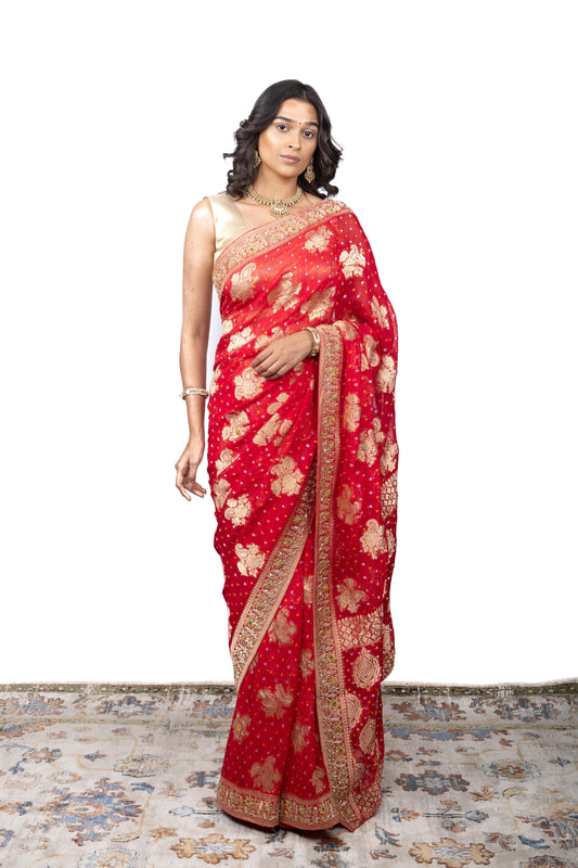 Banarasi Georgette Saree with Handwork Butti Border
