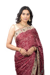 Samo Satin Ajrakh Print Saree with Handwork Border