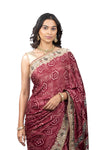 Samo Satin Ajrakh Print Saree with Handwork Border