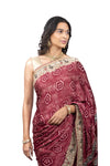 Samo Satin Ajrakh Print Saree with Handwork Border