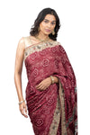 Samo Satin Ajrakh Print Saree with Handwork Border