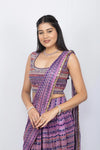 Purple Georgette Ready To Wear Heavy Blouse Saree