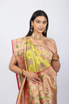 Mehendi Green Munga Silk With Banarasi Weaving & Swarovski Work Saree