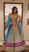 Elegance Sky Blue Handcrafted Lehenga Choli