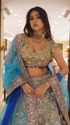 Elegance Sky Blue Handcrafted Lehenga Choli