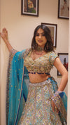 Elegance Sky Blue Handcrafted Lehenga Choli